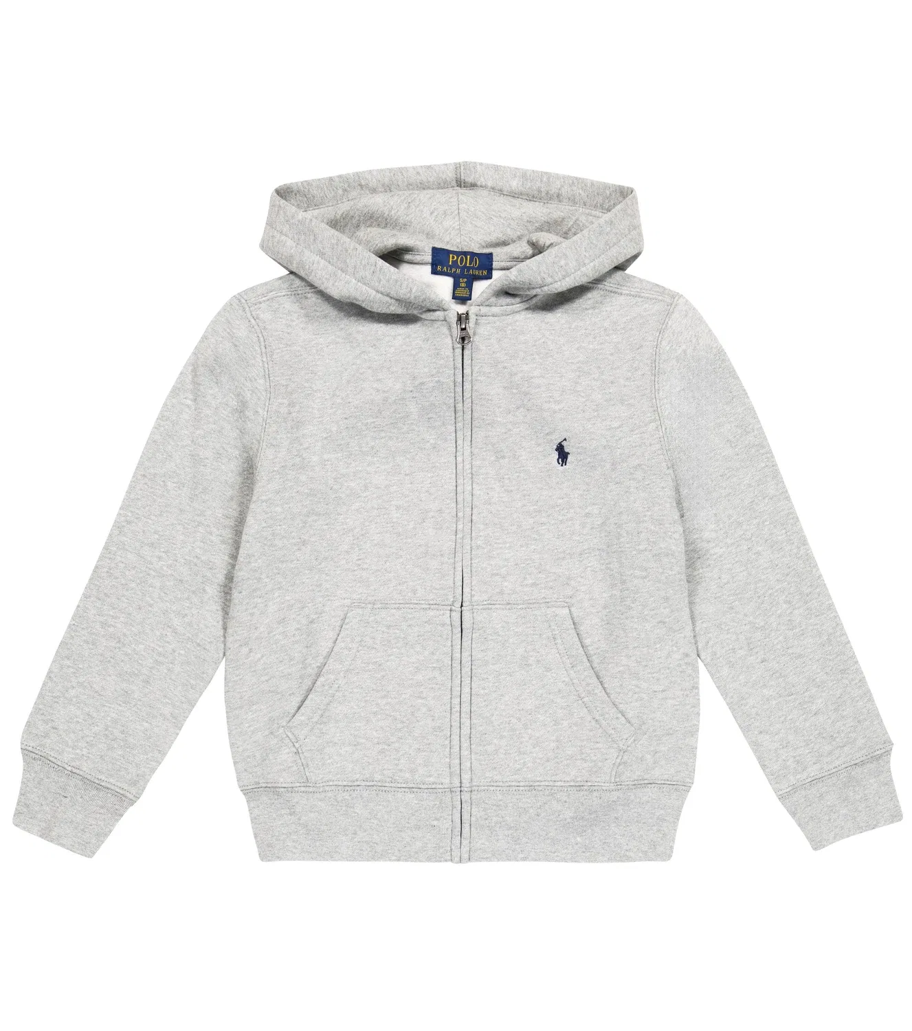Худи из хлопкового трикотажа с молнией спереди Polo Ralph Lauren Kids, серый