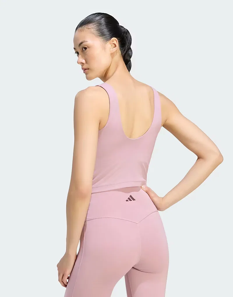 Спортивный топ All Me Light Support 3 Stripes Studio Adidas Performance, Magic Mauve — фото 3