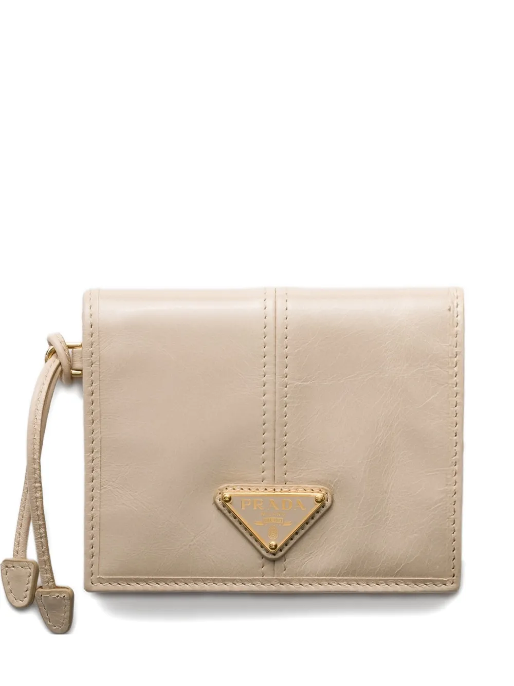 

Маленький кожаный кошелек Prada, бежевый