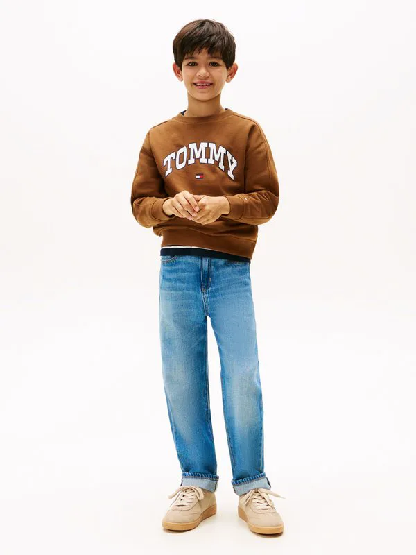 Толстовка с рельефным принтом в стиле varsity Tommy Hilfiger, Pecan Nut — фото 2