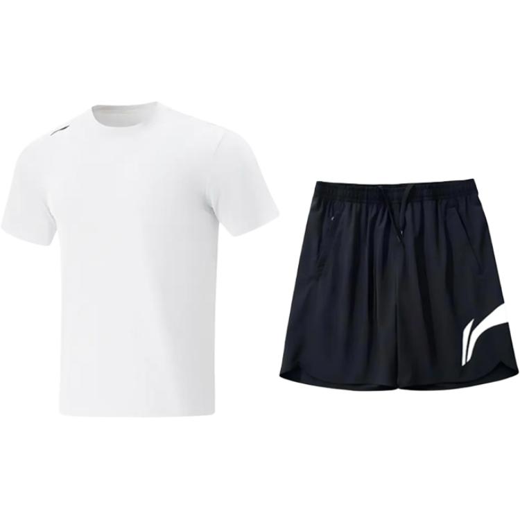 

Li-Ning Casual Sportswear Unisex, standard белый short-sleeved t-shirts+черный sports shorts