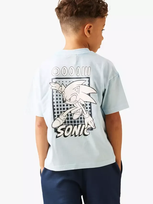 Детская футболка Kids' x Sonic Oversized Washed T-Shirt, синяя Angel & Rocket — фото 3