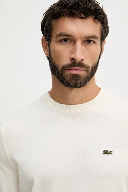 Свитер Lacoste мужской хлопковый, бежевый — фото 4