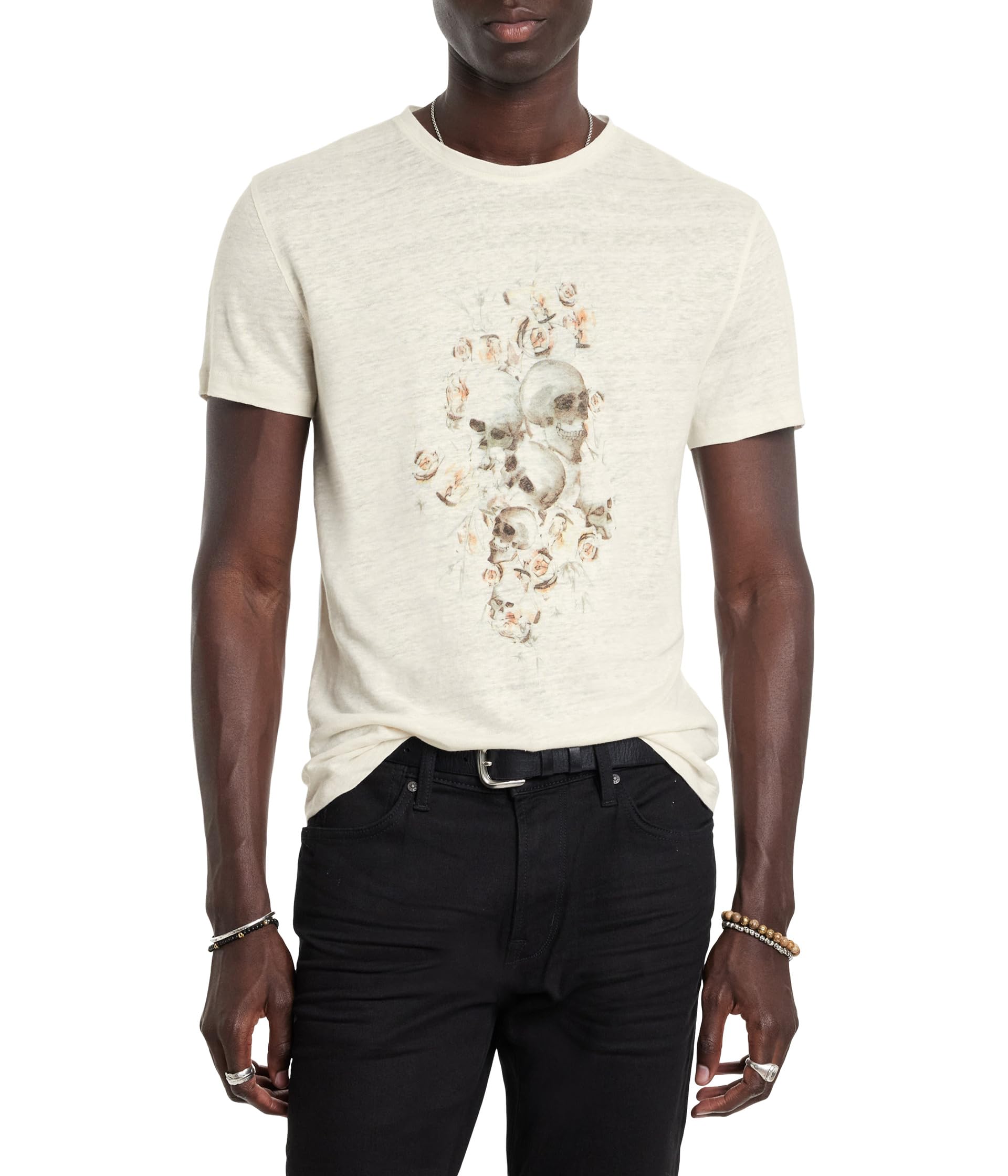 

Футболка John Varvatos Floral Skull Tee, цвет Salt