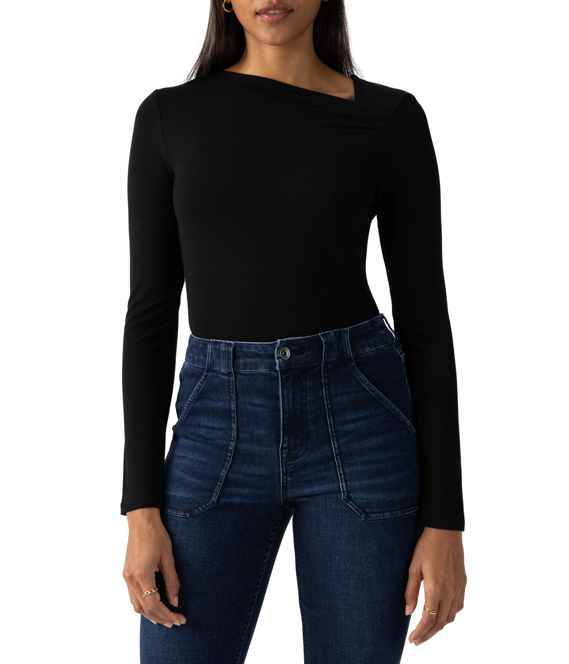 

Топ Sanctuary Asymmetrical Neck Top, черный