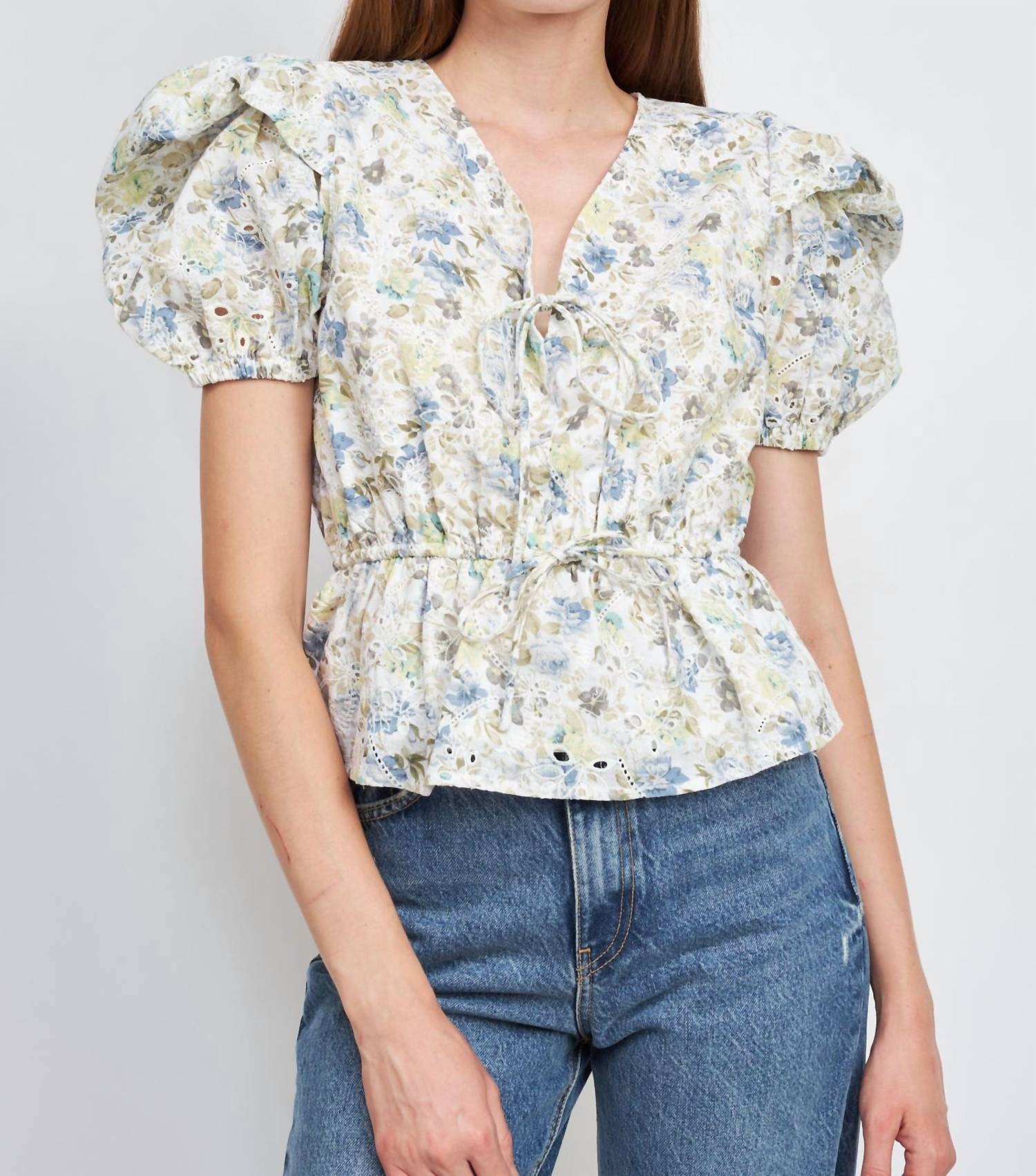 

Блуза Eliza Eyelet в оливковом цвете Multi En Saison