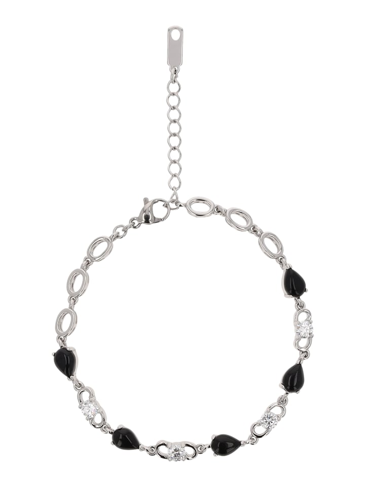 

Faina Женский браслет с кристаллами, серебристо-черный