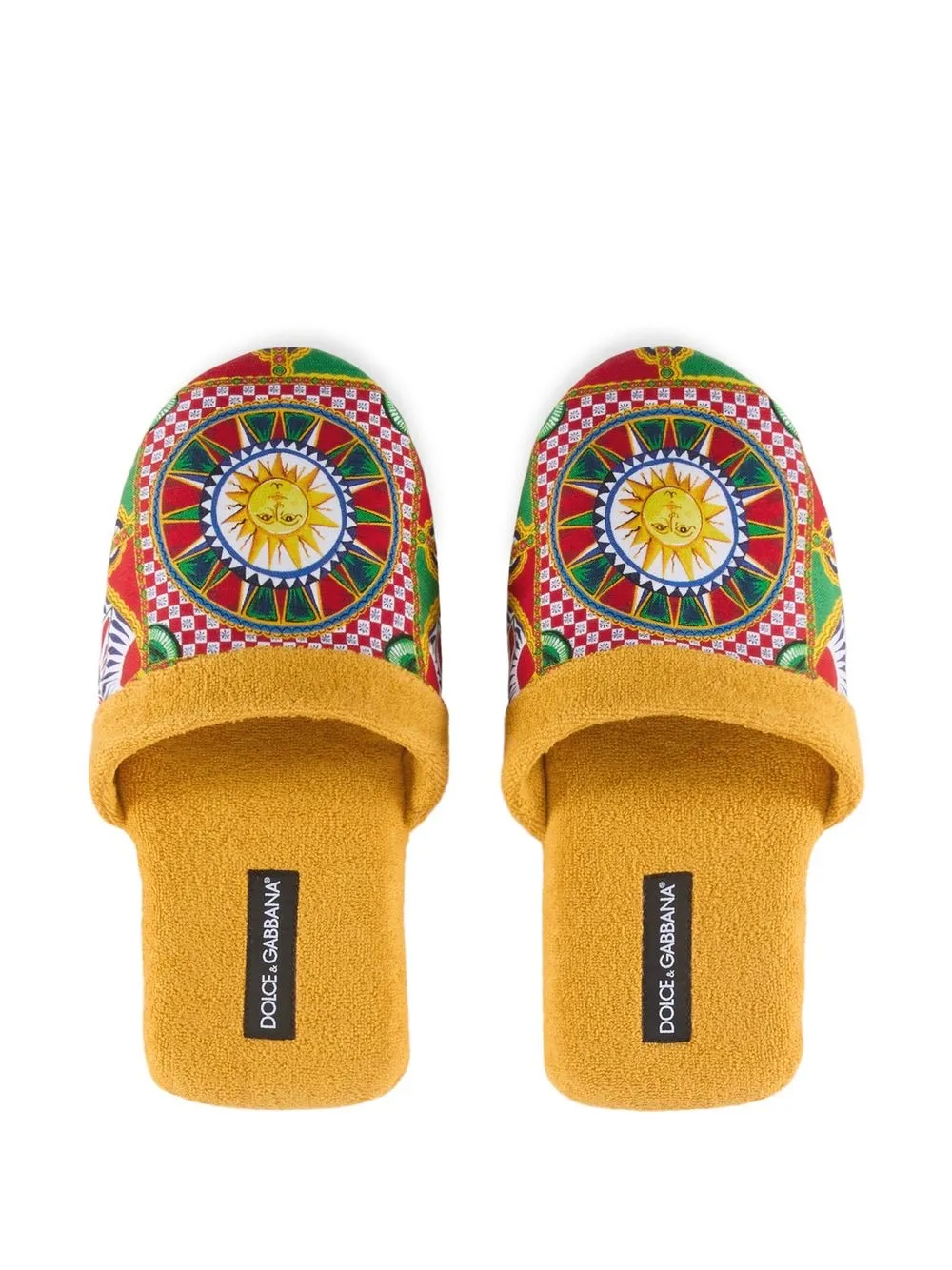 Махровые слиперы с абстрактным принтом DOLCE & GABBANA, желтый — фото 4