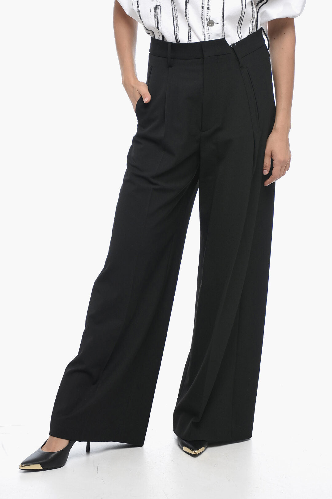 

Широкие брюки со складками Maison Margiela MM6, черный