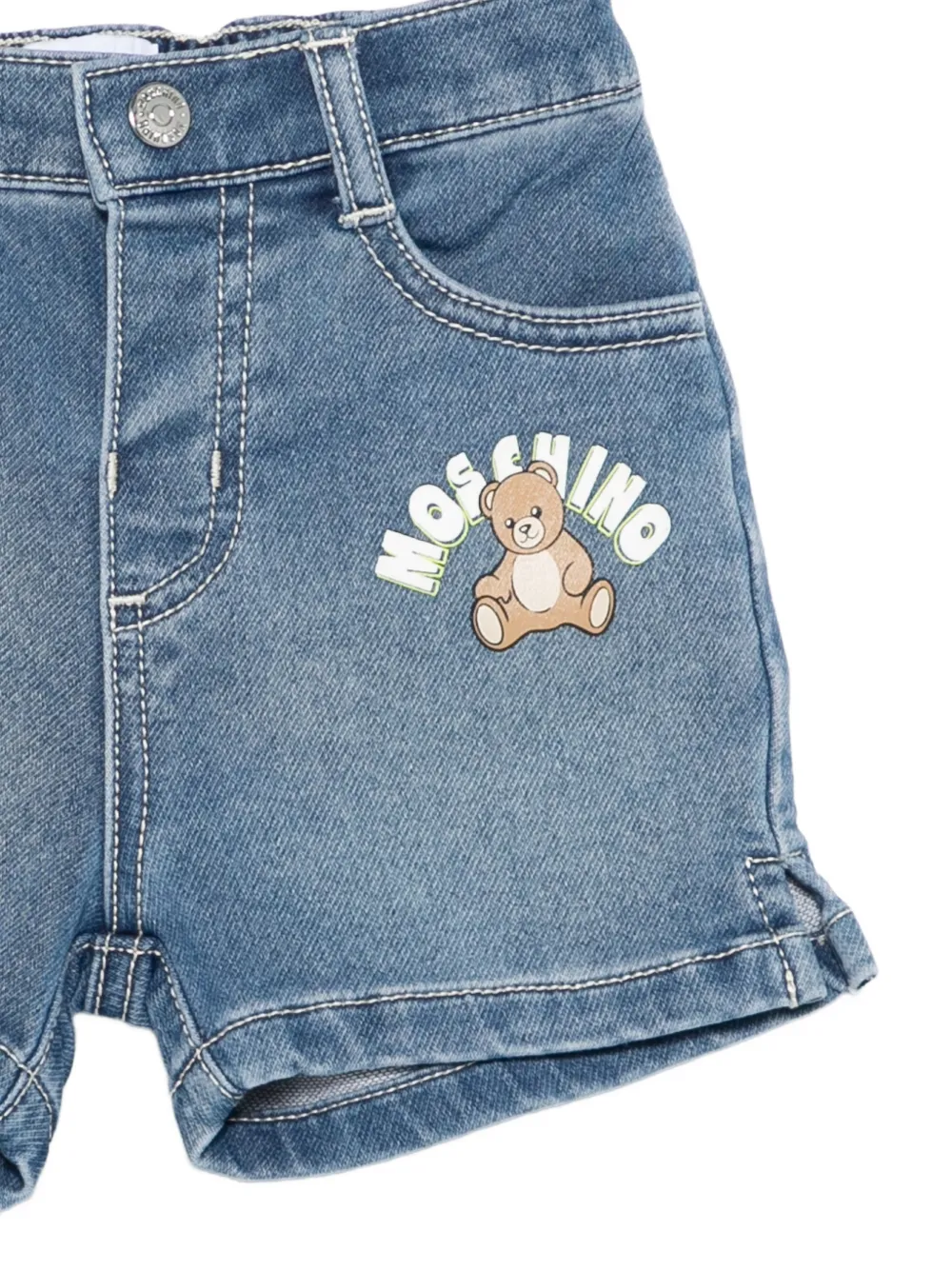 Шорты с аппликацией в виде медведя Moschino Kids, синий — фото 3