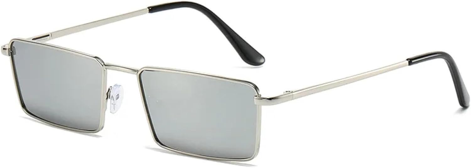 

Винтажные металлические солнцезащитные очки маленького размера для мужчин и женщин, в стиле ретро, ​​стильные очки с защитой от УФ-излучения UV400 VVTWSSW, Silver-silvermirror