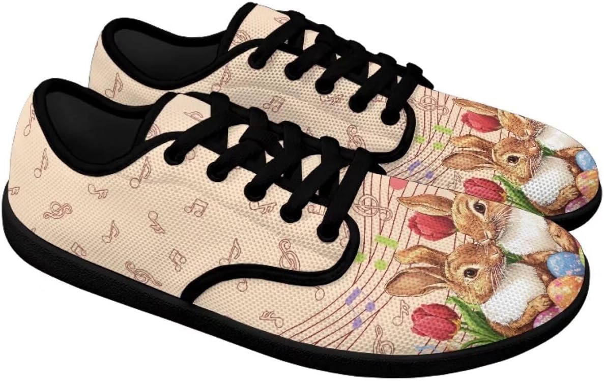 

Кроссовки Binienty с широкой посадкой для женщин и мужчин, противоскользящие, для бега, ходьбы и походов, низкие, с шнуровкой, спортивные теннисные, Easter Bunny Music Notes