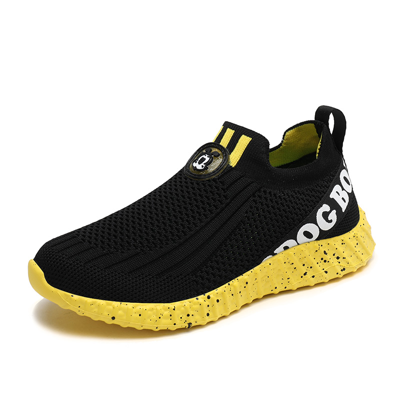 

Кроссовки для бега для детей и подростков с противоскользящей амортизацией, износостойкие, дышащие, увеличивающие рост KUPE, черный/желтый