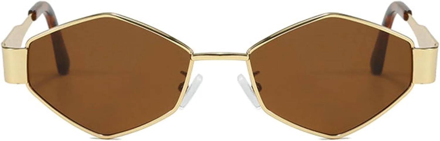 

Солнцезащитные очки Helena Trendy Hexagon для женщин и мужчин, винтажная золотая геометрическая металлическая оправа, черные, защита от УФ-излучения UV400, C2