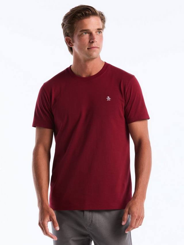 

Футболка с коротким рукавом и круглым вырезом из органического хлопка с пике-вышивкой Original Penguin, Cabernet