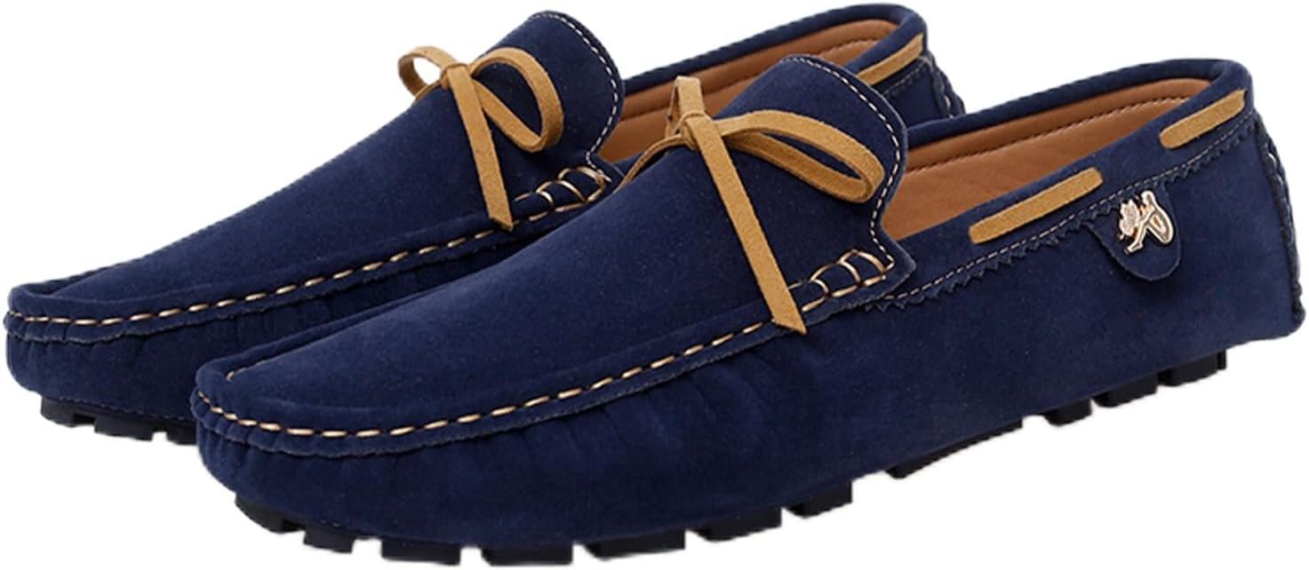 

Мужские лоферы Dacnakby, мокасины на плоской подошве с бантом, замшевые лоферы с боковой пряжкой, классические модели без шнурков, повседневная и деловая обувь, синий