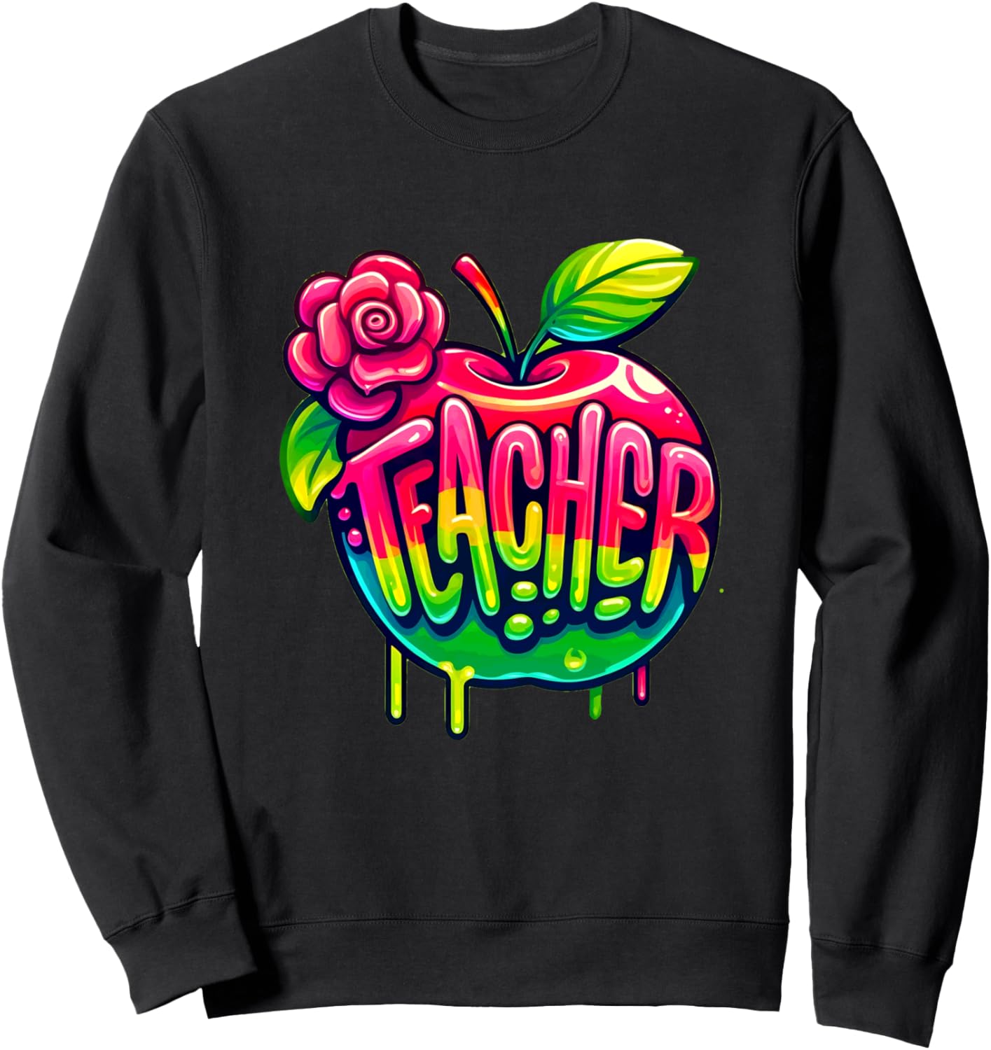 

Яркая толстовка с надписью «Яблоко, учитель, роза, восторг» Vibrant Apple Rose Teacher Appreciation, черный