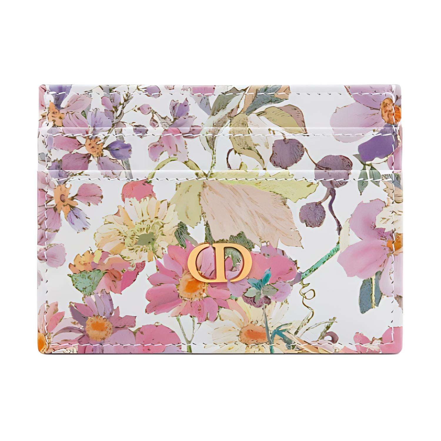 

Dior Женский держатель для карт Caro из коровьей кожи, белый с разноцветными элементами