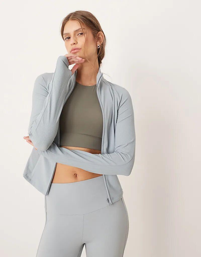 

Куртка OYSHO Comfortlux техническая в рубчик серо-голубого цвета