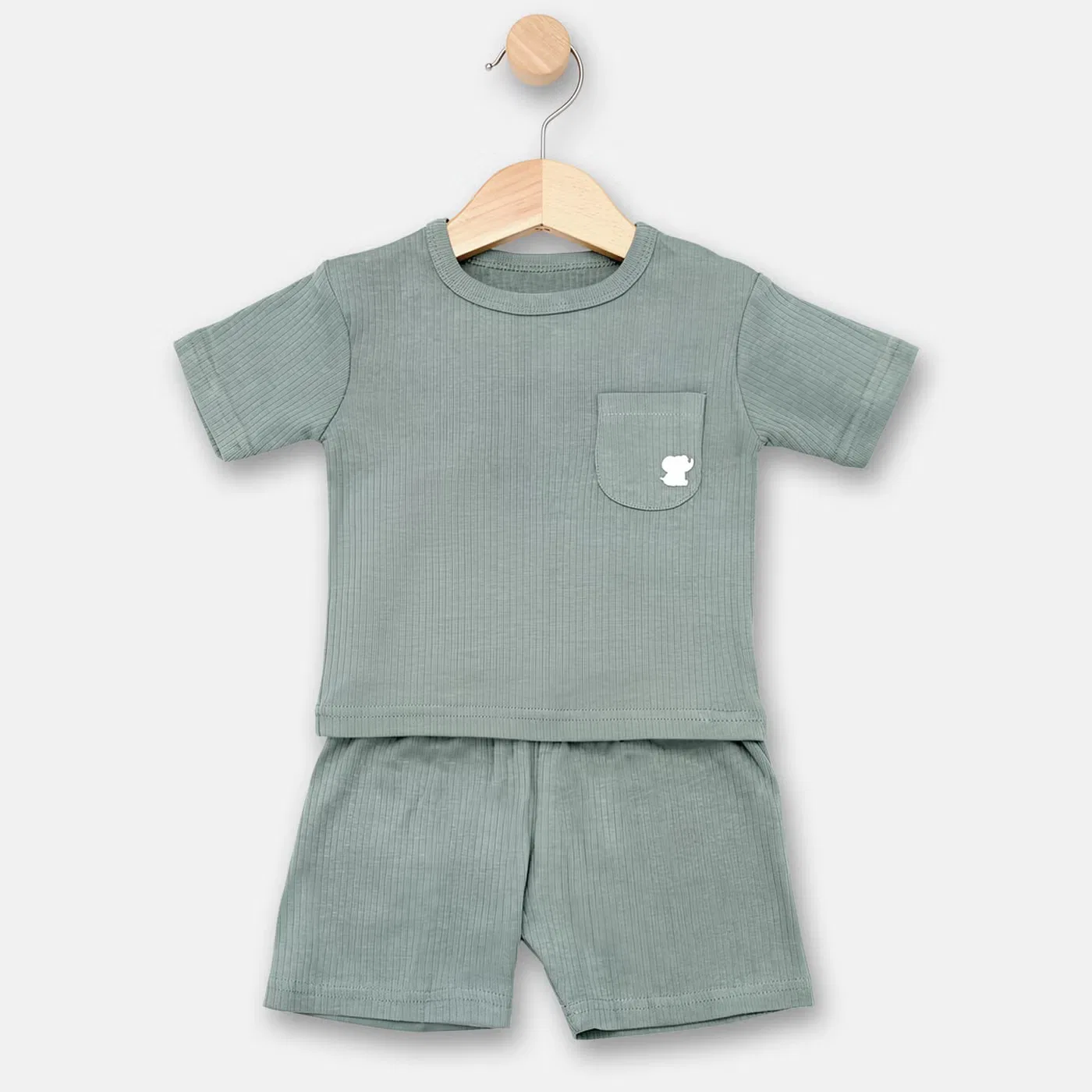 Комплект футболка с коротким рукавом и шорты, Babies Basic, зеленый — фото 4