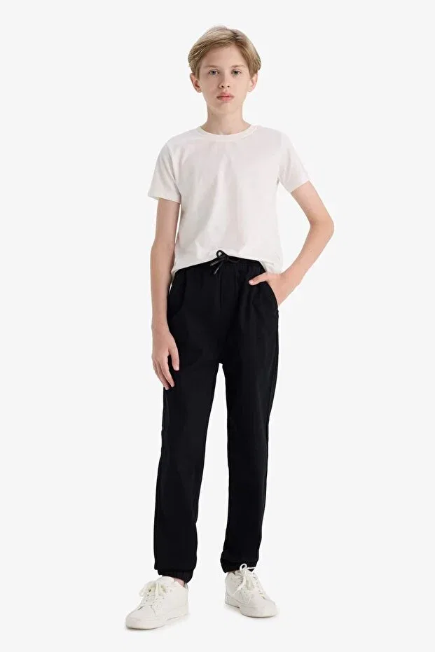 Детские брюки для мальчиков из габардина Jogger fit gabardine trousers for boys Defacto, Черный — фото 3