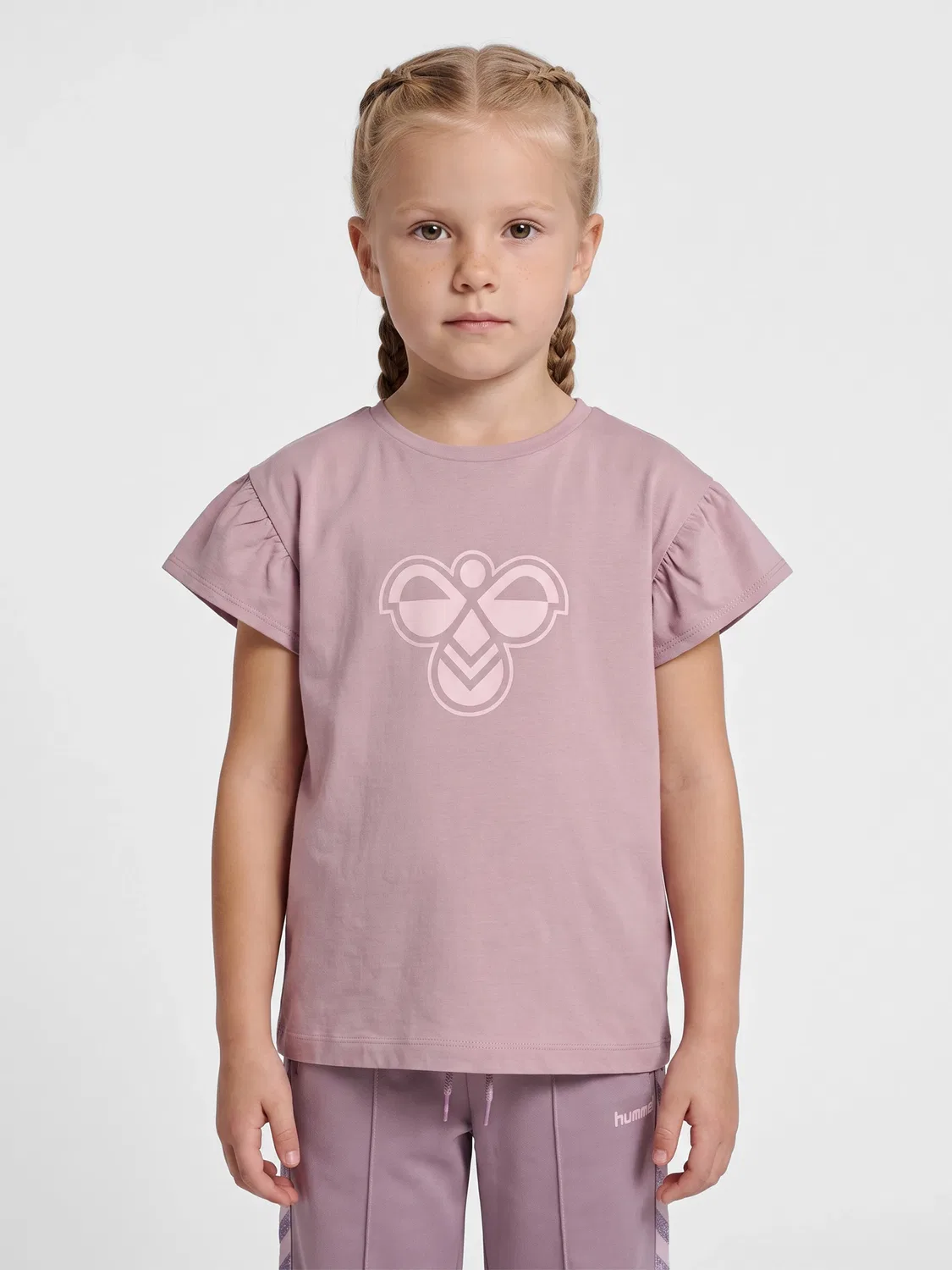Футболка с рюшами Hmljr Hummel, серо-зеленый