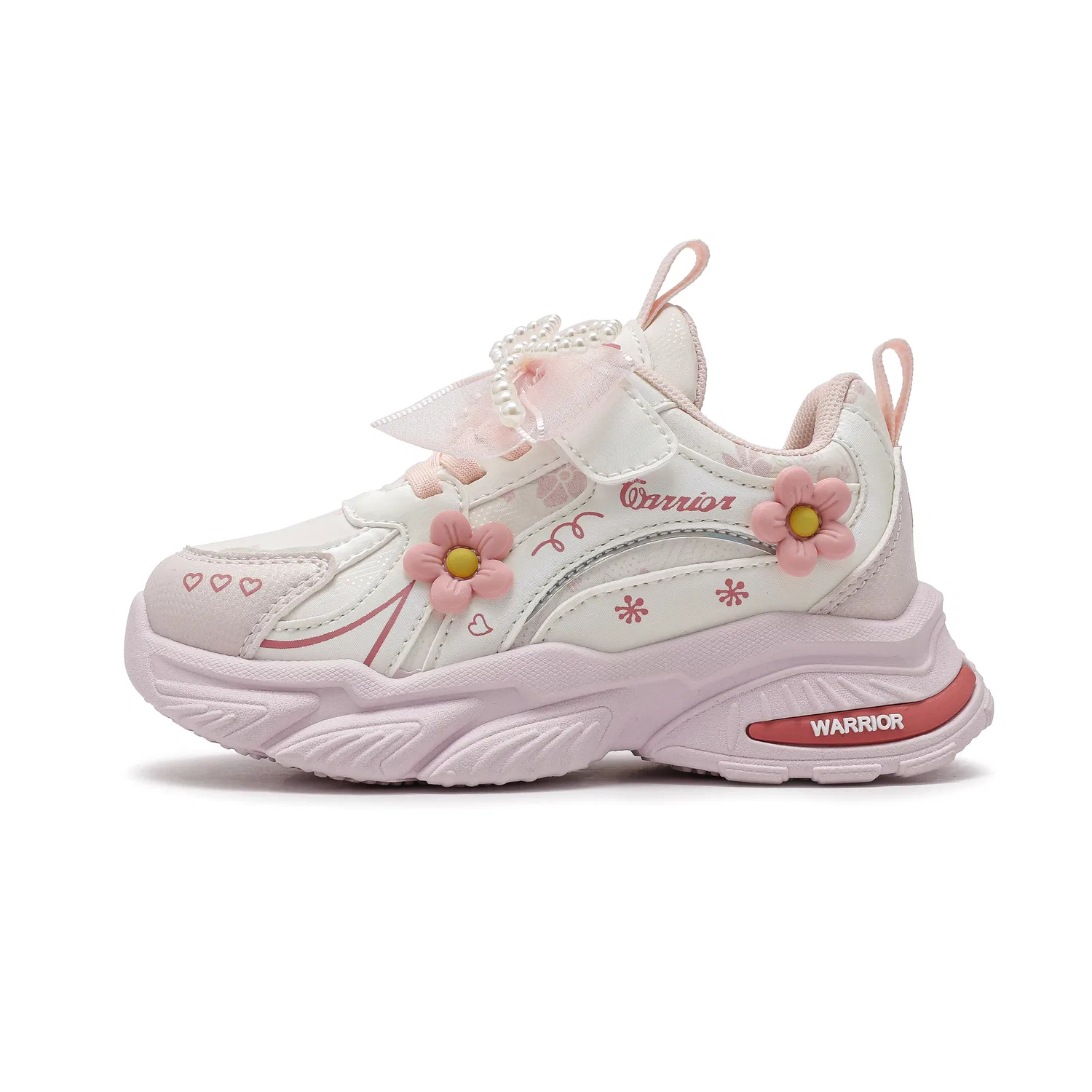 Детские повседневные кроссовки из экокожи White Pink WARRIOR