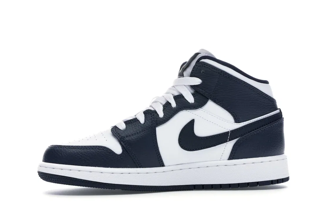 Детские кроссовки Lifestyle с низким профилем Jordan 1 Mid, White/Metallic Gold-Obsidian — фото 3