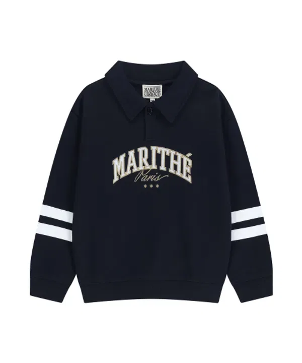 Свитшот с полосками и воротником-стойкой, детский, Marithé Kids, navy — фото 2