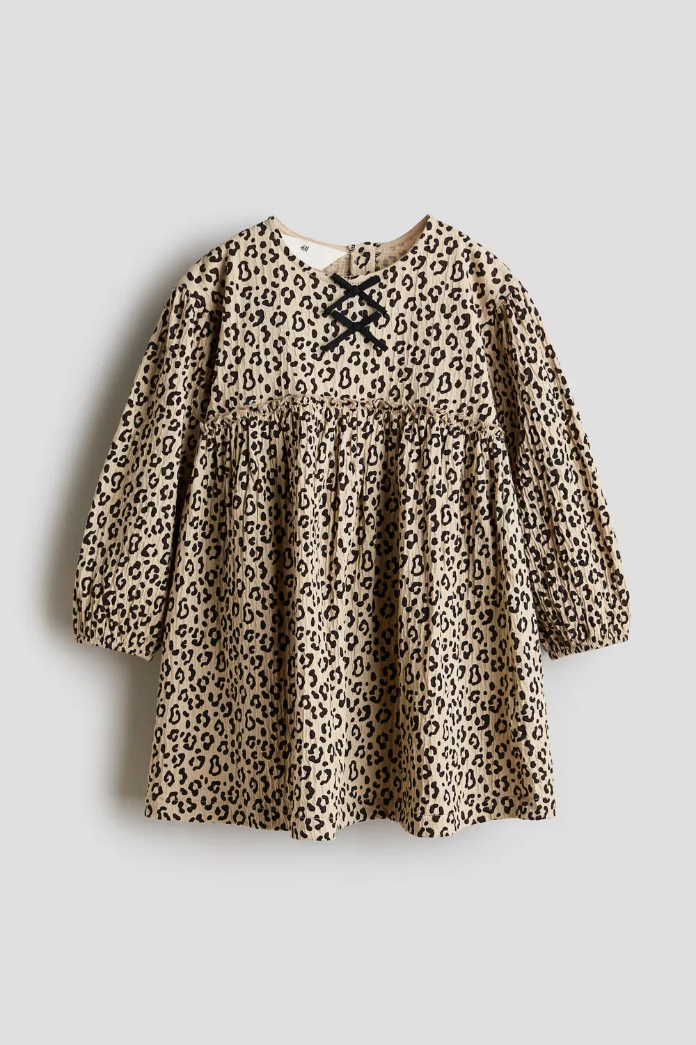 Мятое платье с декоративными бантами H&M, Beige/Leopardenprint
