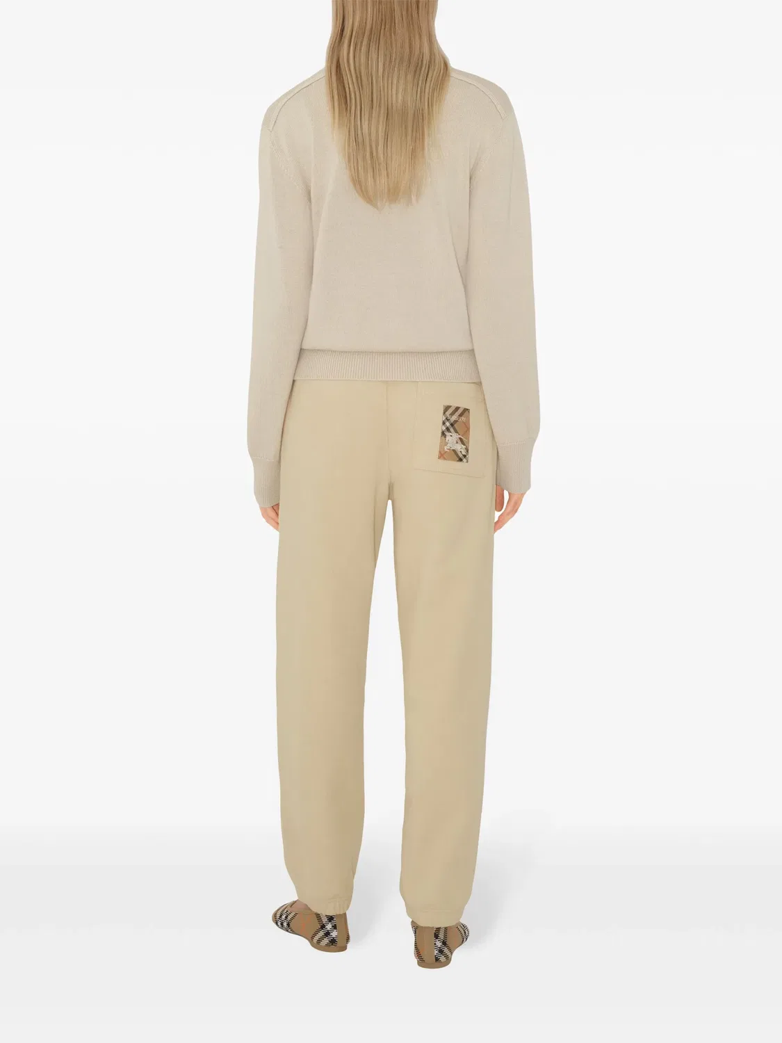 Трекинговые штаны с Check-Label от Burberry, светло-бежевый — фото 4