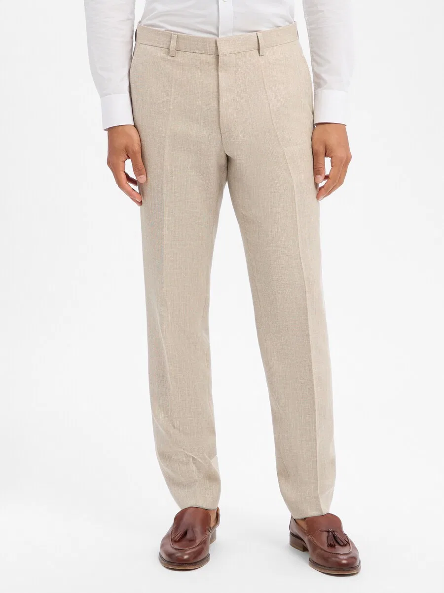 Брюки BOSS Regular Pleated Pants 'H-Leon' бежевого цвета — фото 3