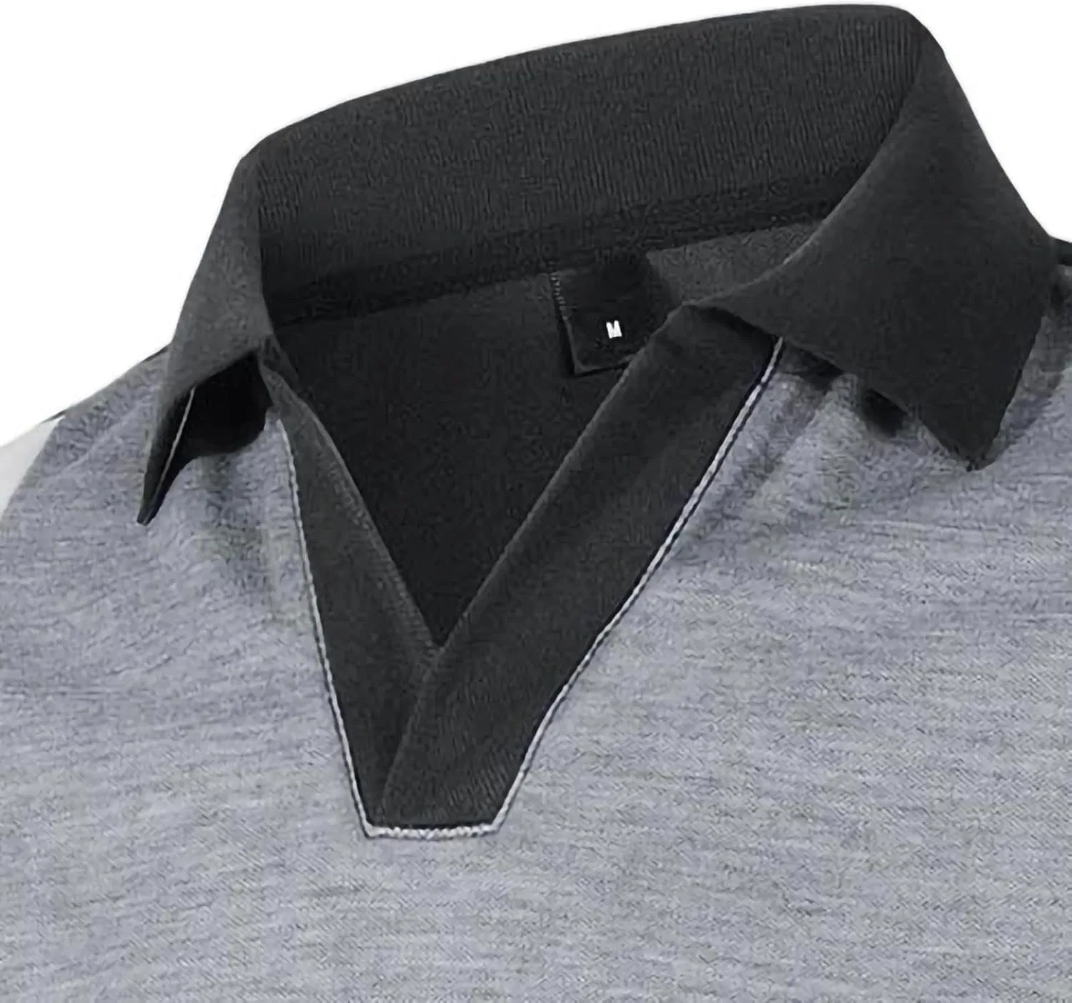 Мужская повседневная футболка с V-образным вырезом цвет блок, Dark Gray — фото 3