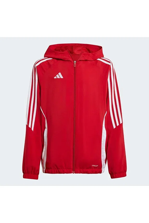 Детская ветровка для девочек с капюшоном Tiro 24 Adidas, Team Power Red 2 / White