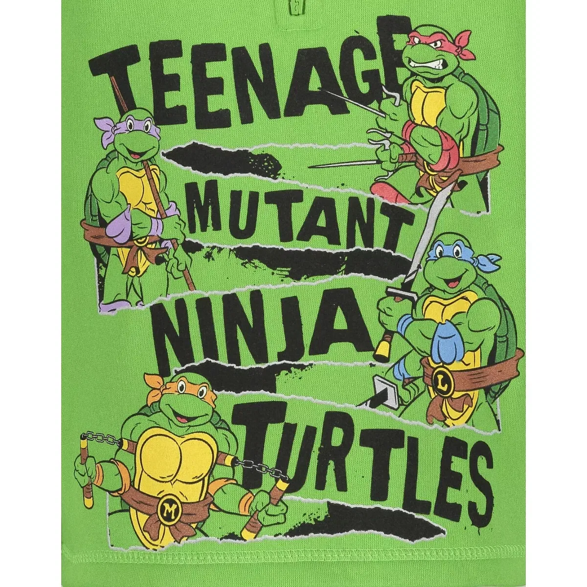 Детский свитшот с принтом Teenage Mutant Ninja Turtles Leonardo Michelangelo Raphael Half Zip Hoodie, Green — фото 4