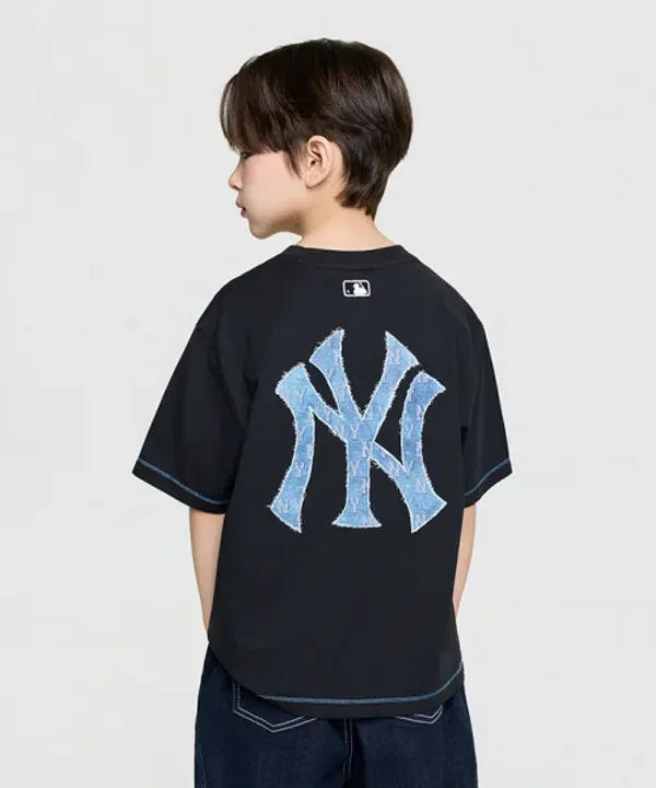 Футболка с монограммой, оверсайз, Mlb Kids, черный — фото 2