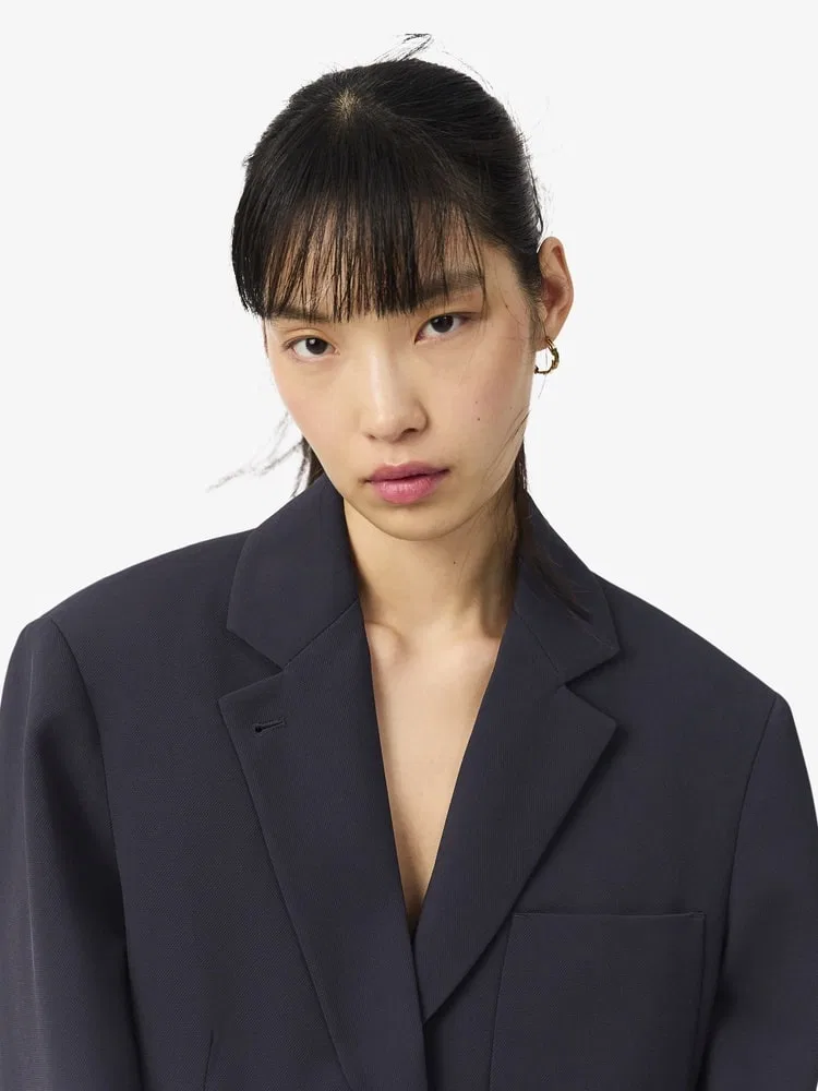 Жакет LACOSTE Iconic Fluid Pique Blazer, Relaxed Fit, Navy — фото 2