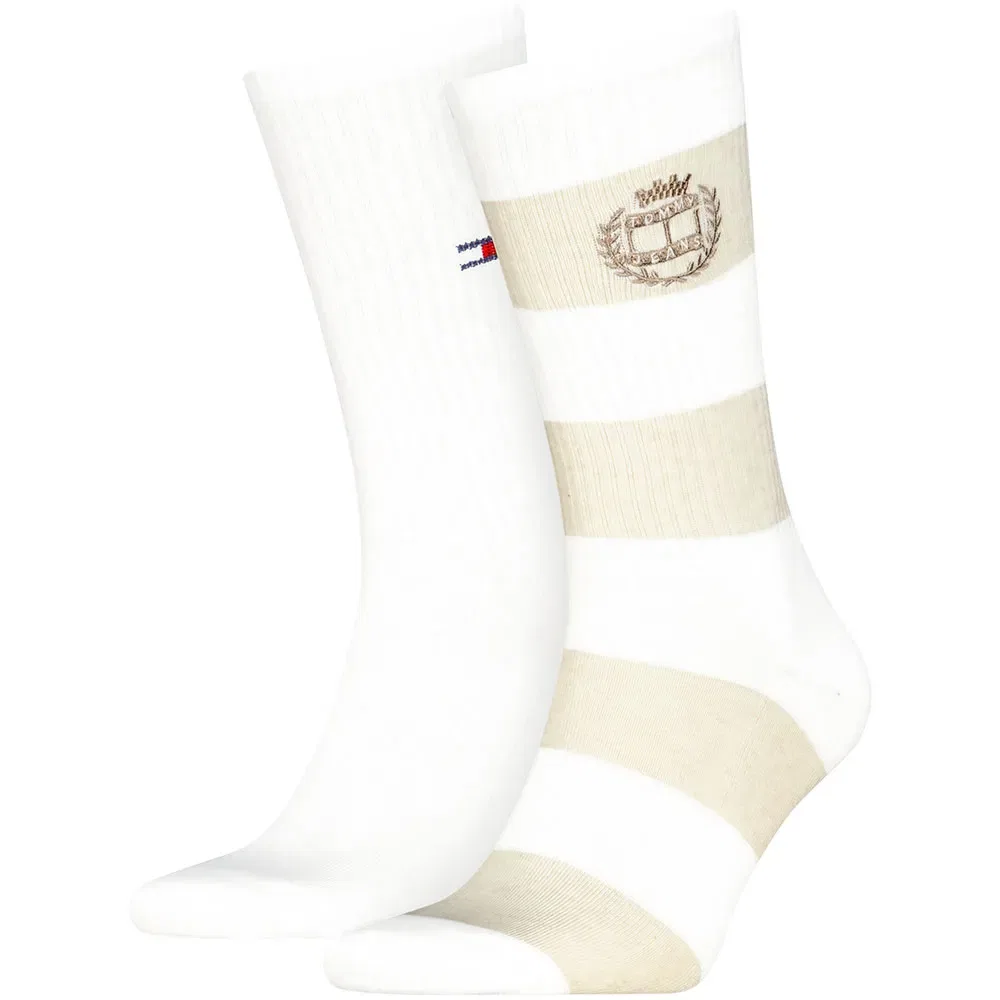 Женские носки с фирменной вышивкой Tommy hilfiger Rugby Crest, 2 пары, White