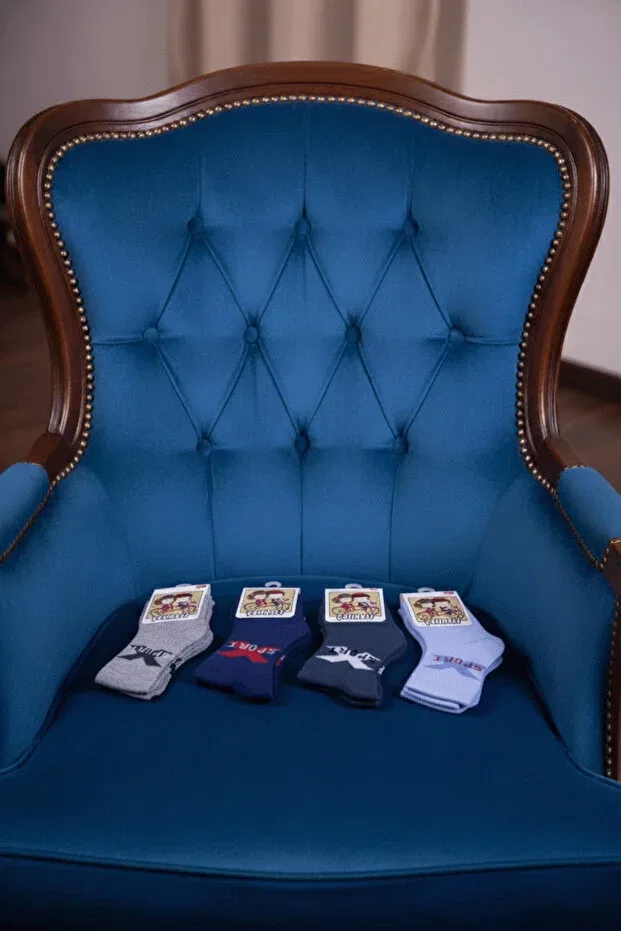 Детские носки из махры для новорожденных 4 пары Çehreli, Blue & Gray & Smoke & Navy — фото 4