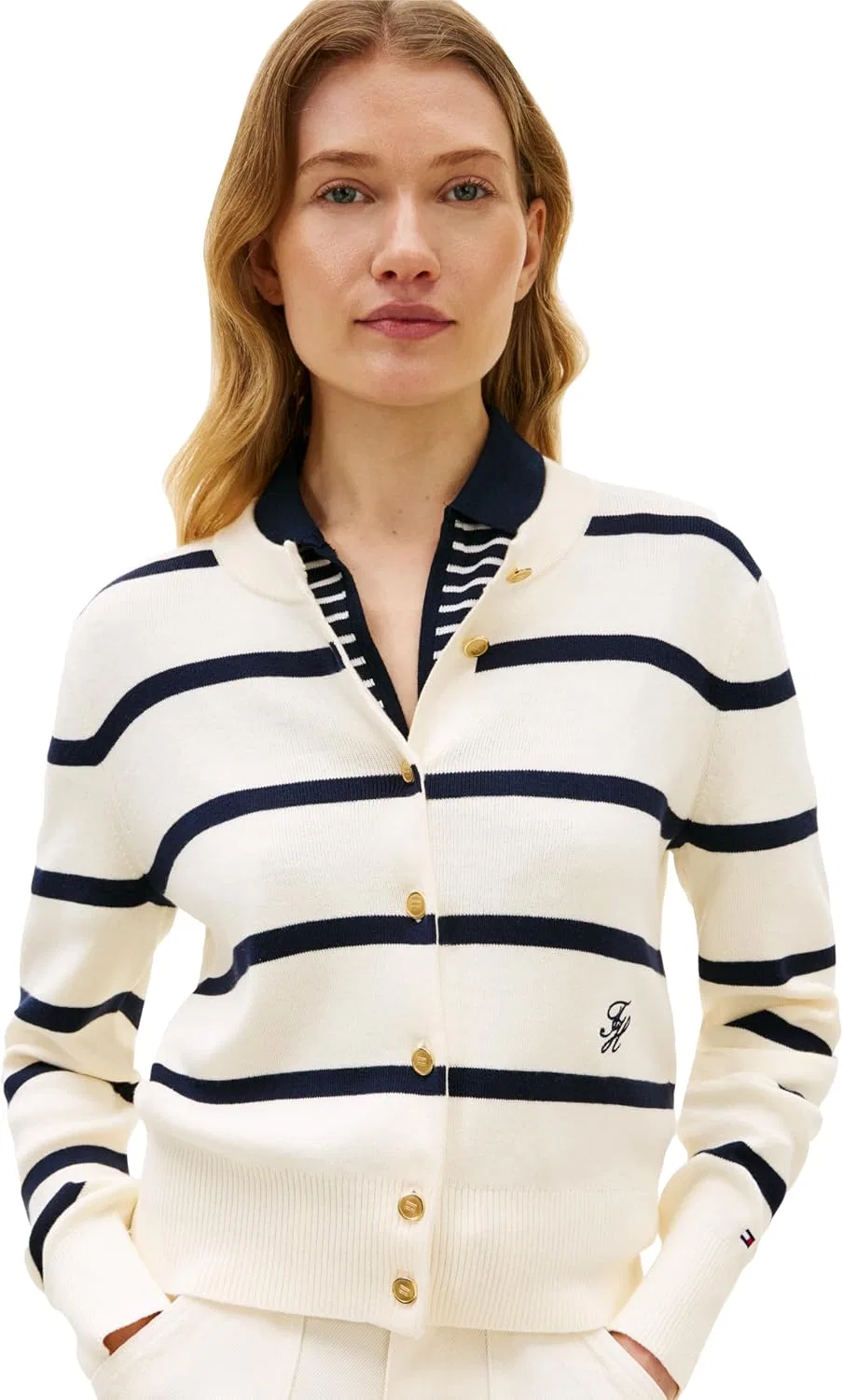 Женский хлопковый кардиган Tommy Hilfiger, Big Stripe Calico/Dark Night Navy — фото 2