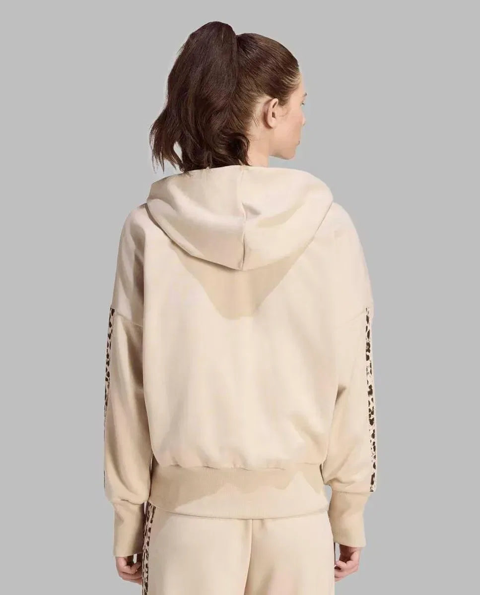 Женская толстовка с капюшоном и молнией с принтом Seasonal Essentials adidas, Beige — фото 2