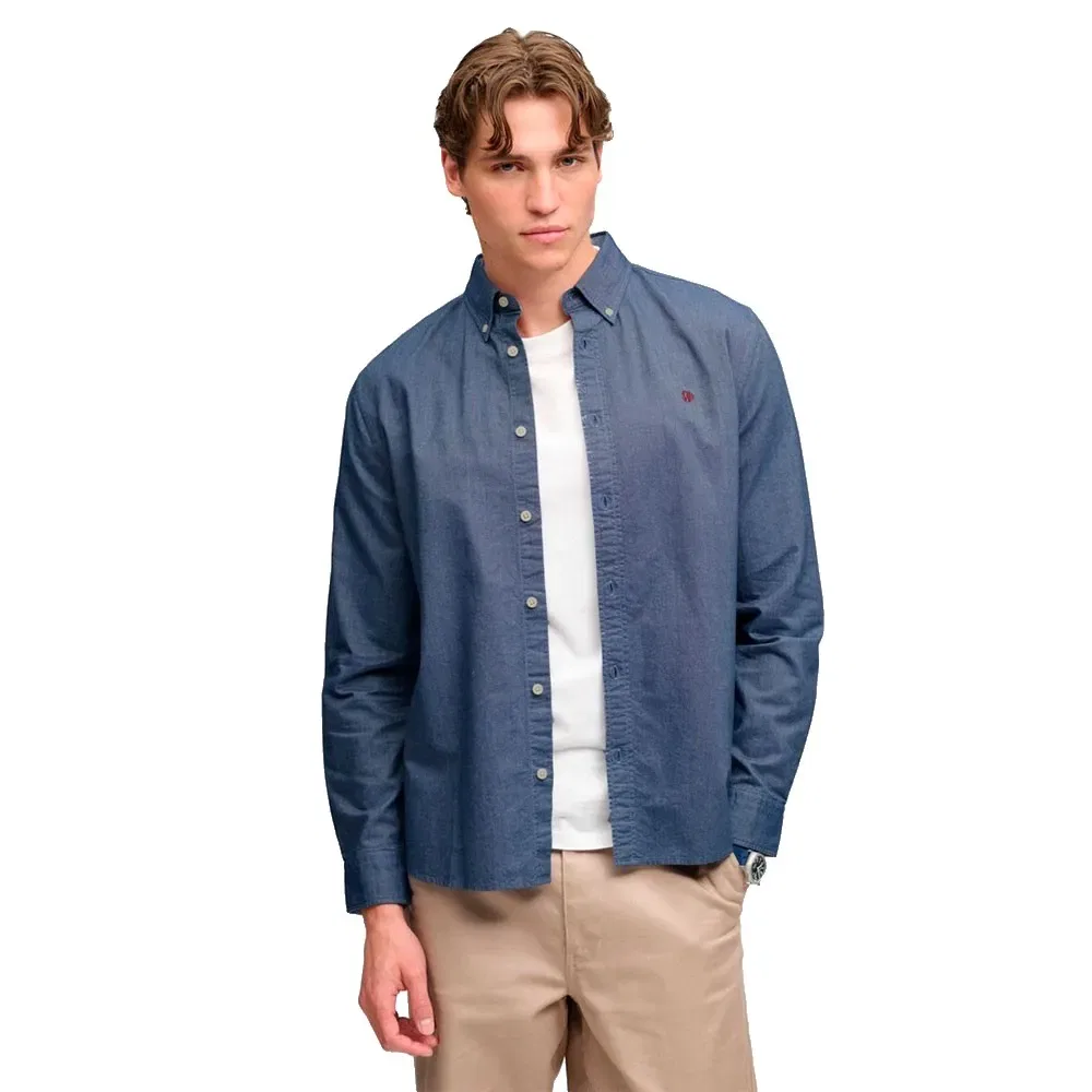 Мужская рубашка с длинным рукавом Preppy Oxford Superdry, Blue