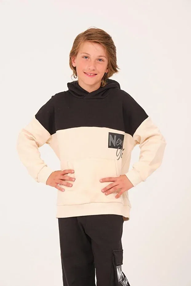 Детское худи для девочек с принтом Unisex kids printed hooded sweatshirt Jazziee, Cream