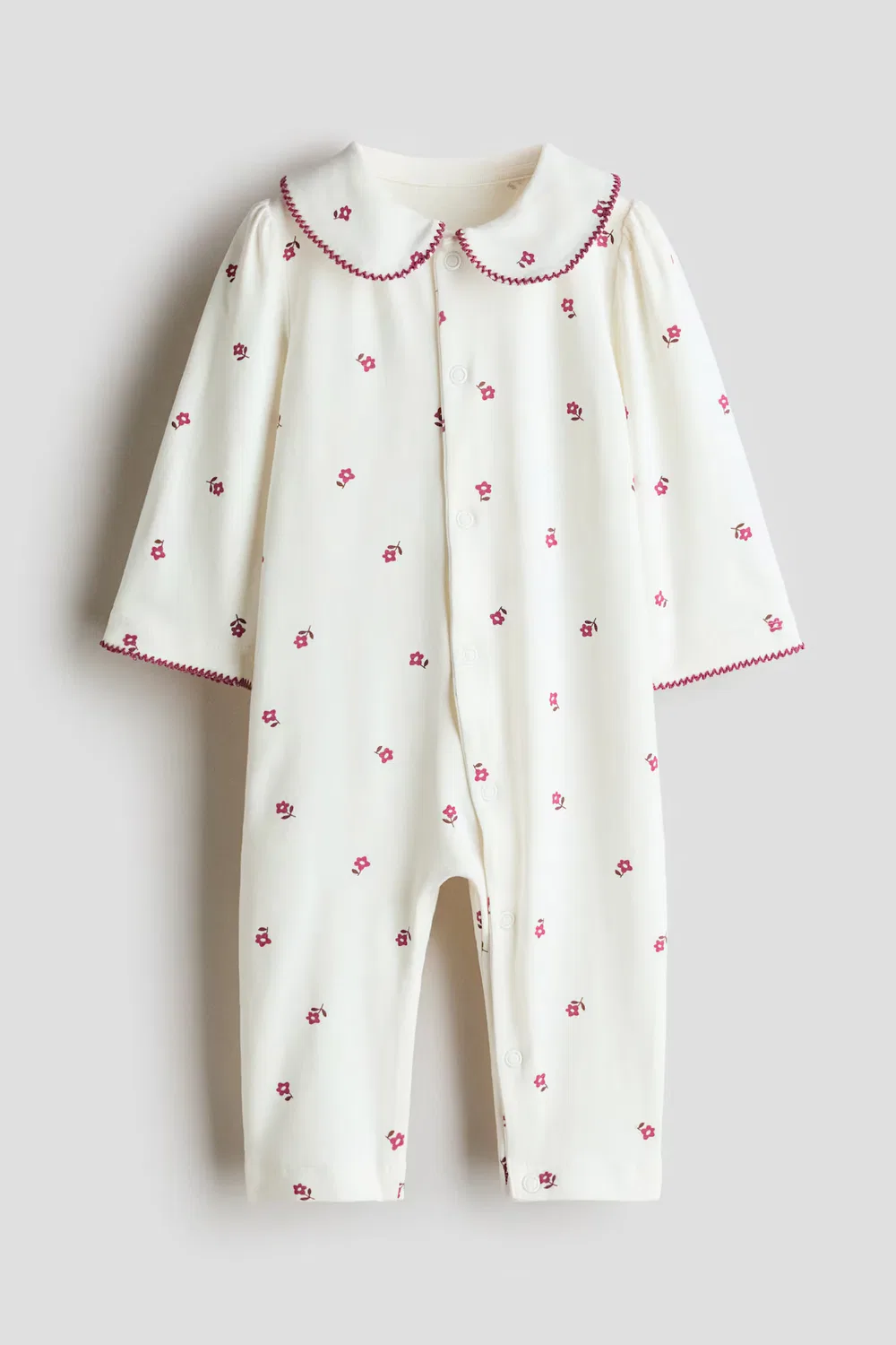 Хлопковая пижама с воротником H&M, Cream/Floral