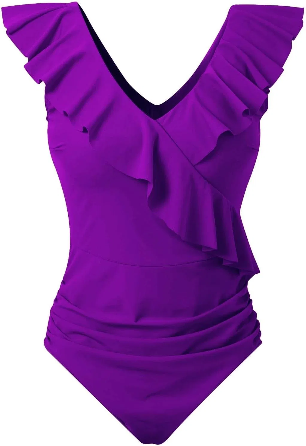 Женский слитный купальник с контролем живота V-образный вырез, Purple — фото 3