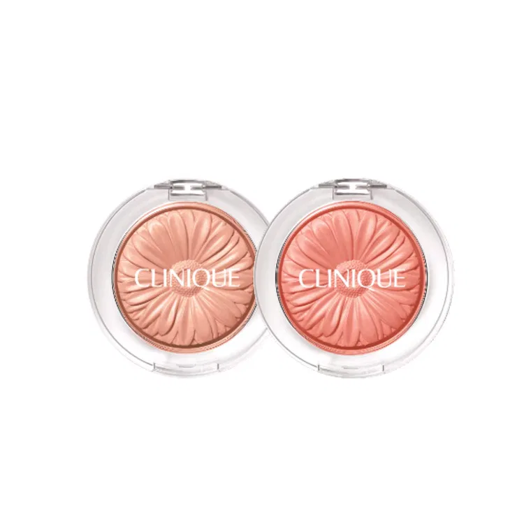 Женский набор румян с кистью CLINIQUE Small Daisy Blush Dual Set, #05 Sunshine Nude Brown+#08 Coral Orange