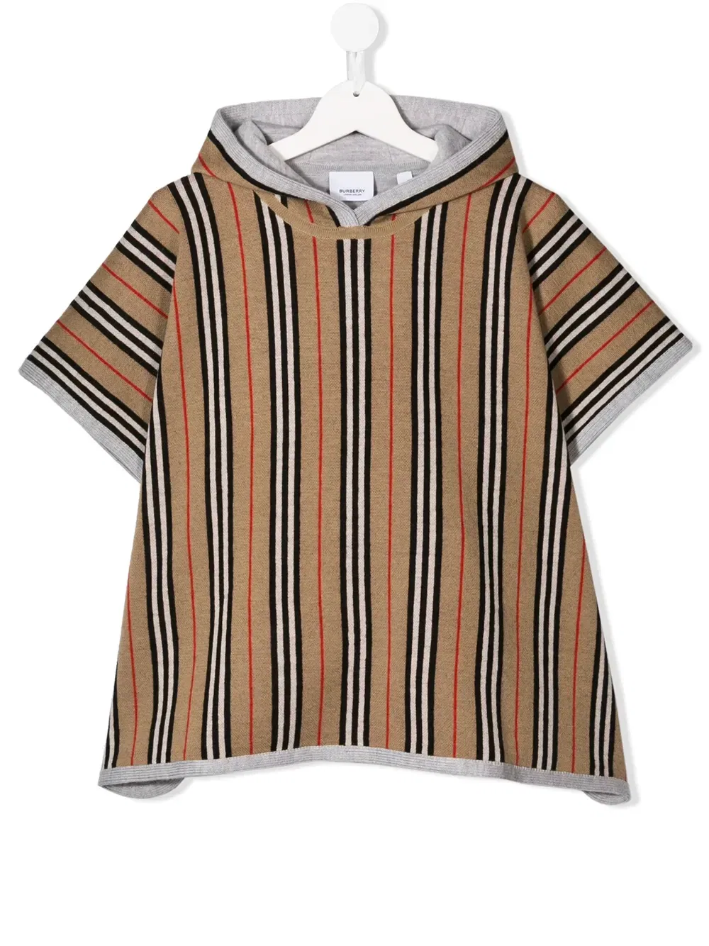 Пончо в полоску Icon Stripe Burberry Kids, бежевый