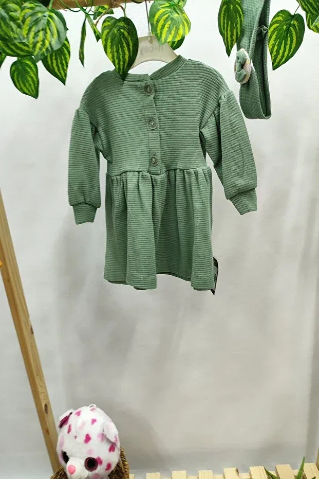 Детское платье для девочек с принтом Motif patterned bandana woven dress Dfn, Mint — фото 4