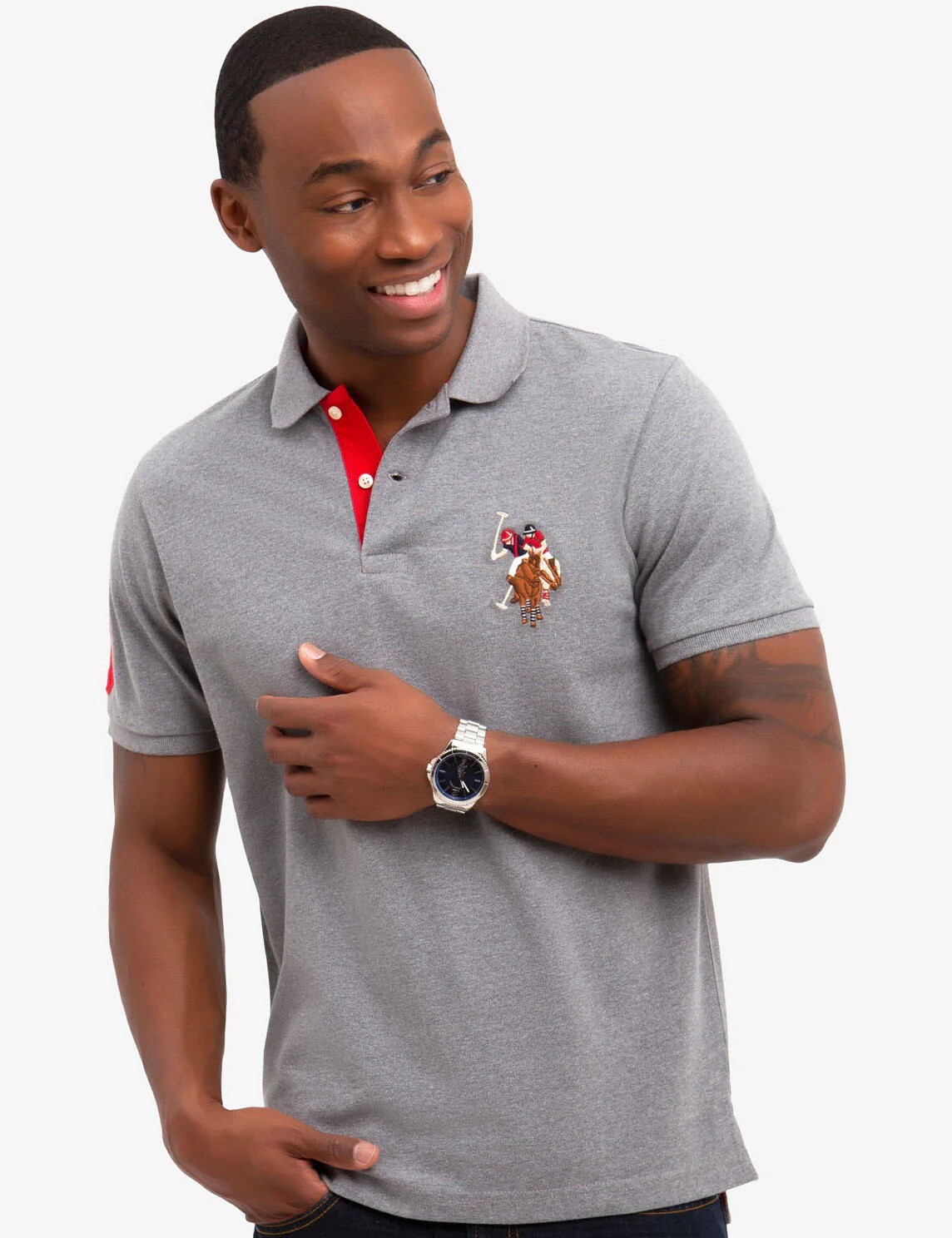 

Футболка поло U.S. Polo Assn. Multi Color Big Logo Solid, серый