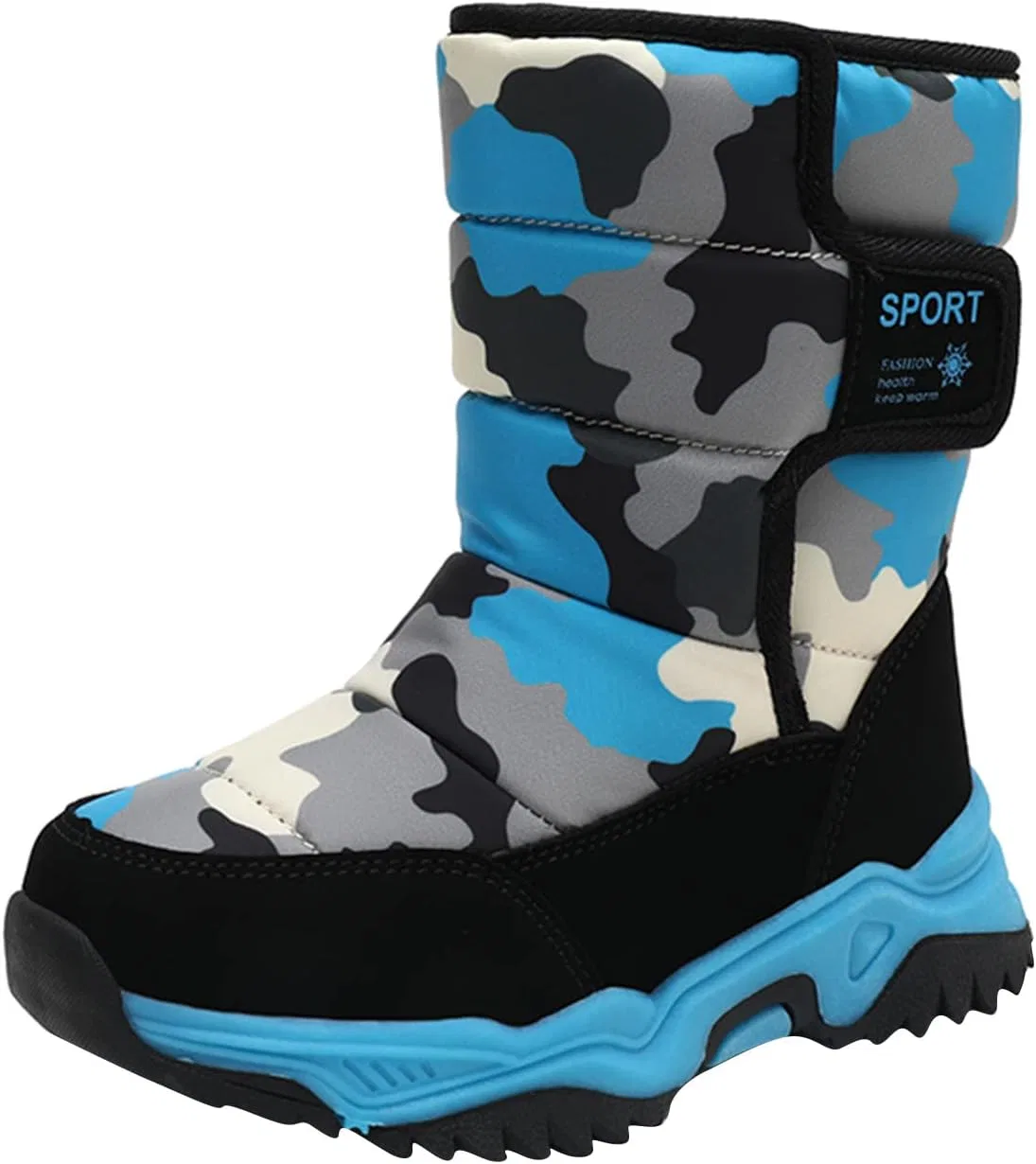 Детские зимние ботинки с утеплителем для девочек Camouflage, Blue